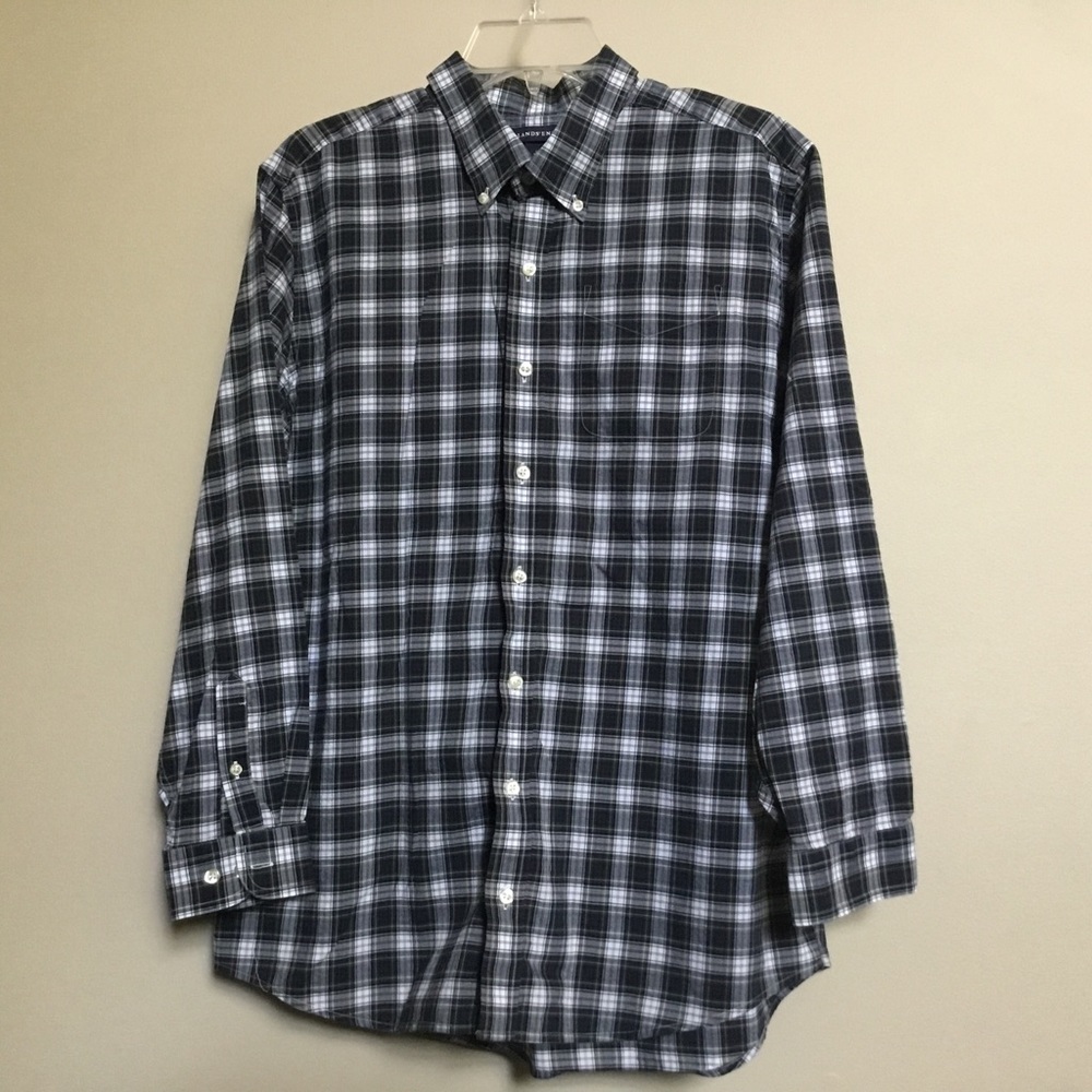 LANDS END blackwatch plaid button shirt XL 18-20